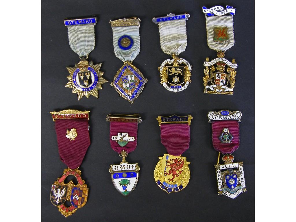 Appraisal: Collection of six silver and silver gilt Royal Masonic Lodge