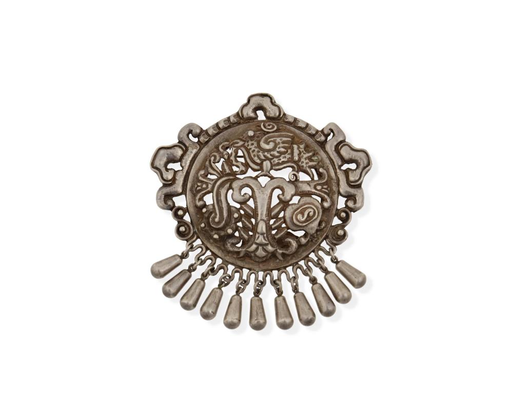 Appraisal: A Matl silver repouss brooch pendant - Mexico City Mexico