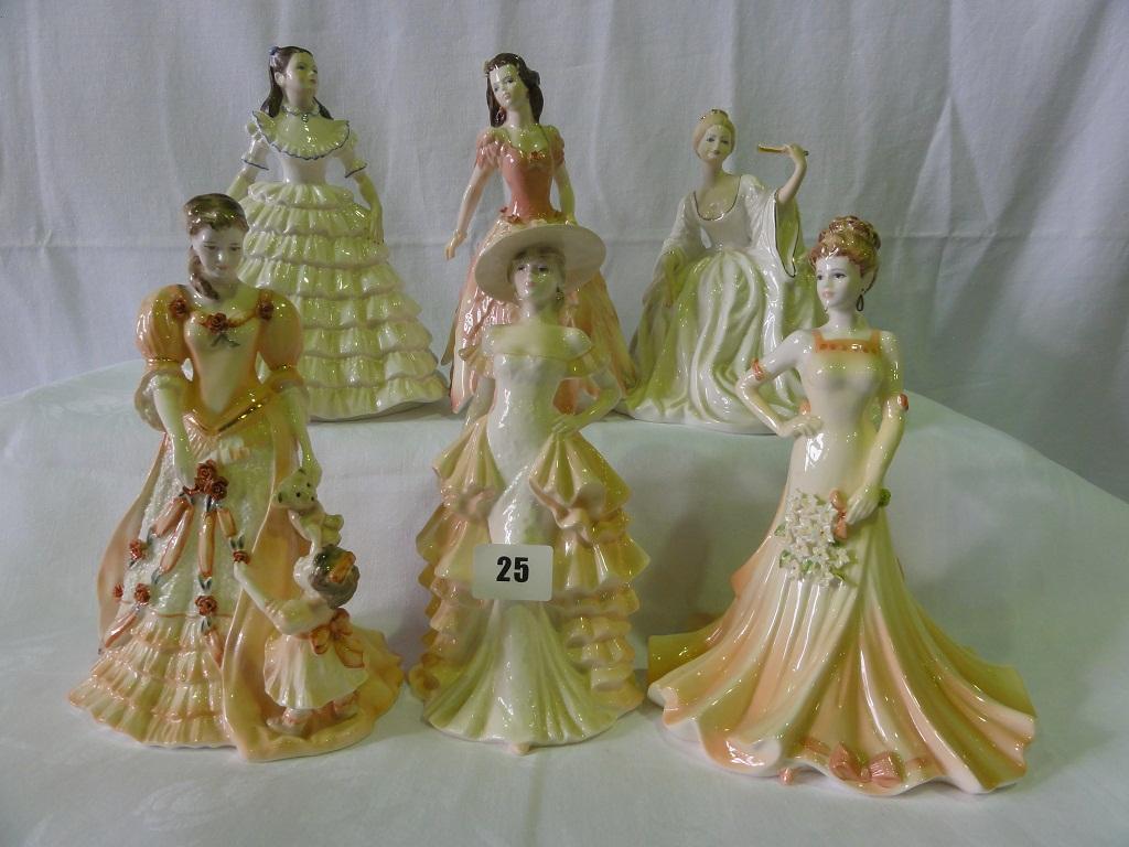 Appraisal: A collection of seven Coalport figures of ladies including Loveliest