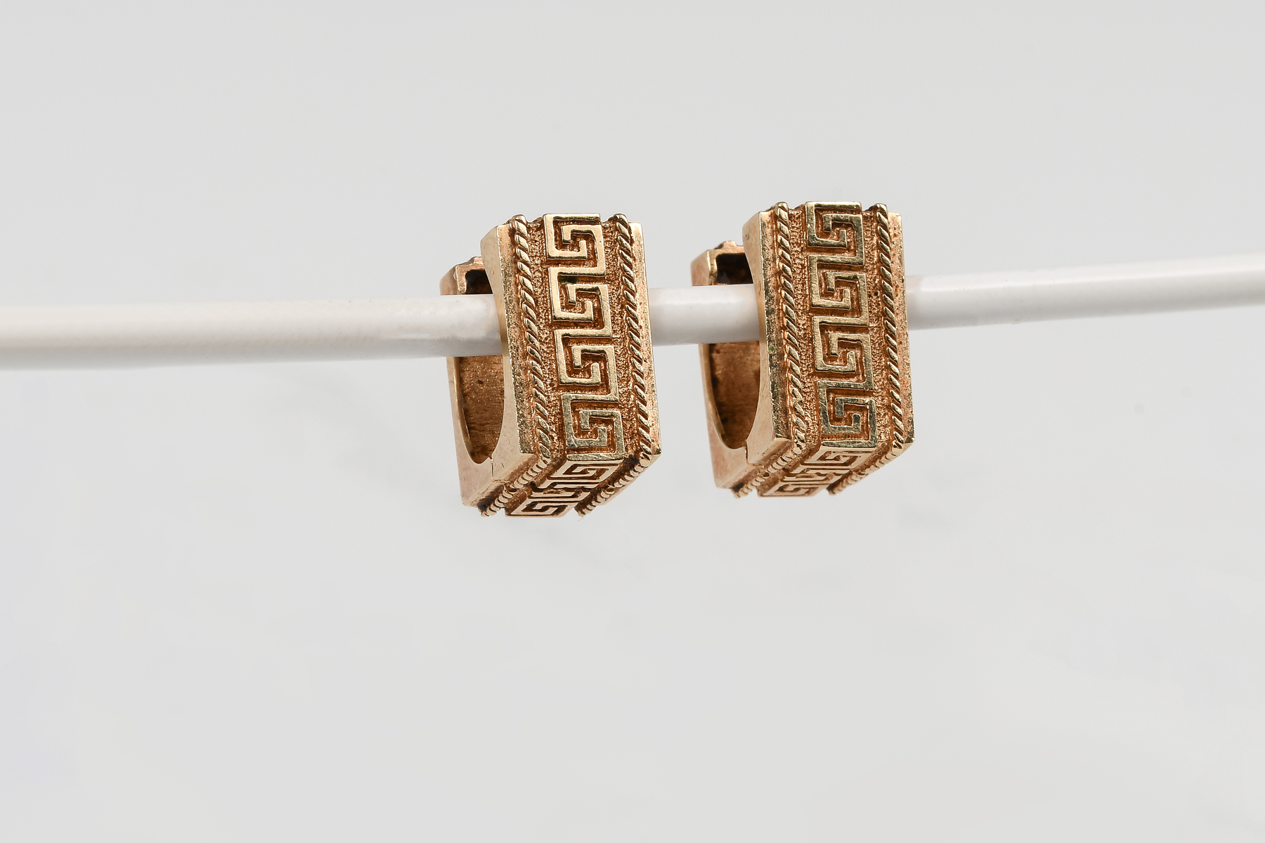 Appraisal: K GREEK KEY EARRINGS Pair of k yellow gold Greek