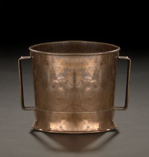 Appraisal: French Copper Cylindrical Two-Handled Cooking Vessel fourth quarter th century