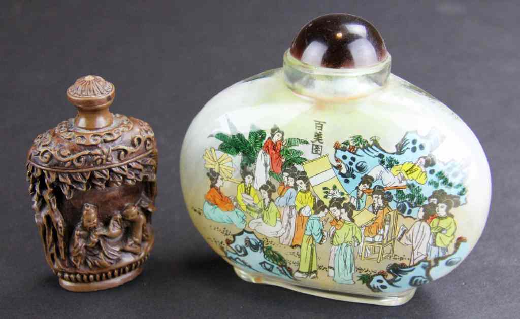 Appraisal: Chinese Snuff BottlesTo include an inside painted large snuff with