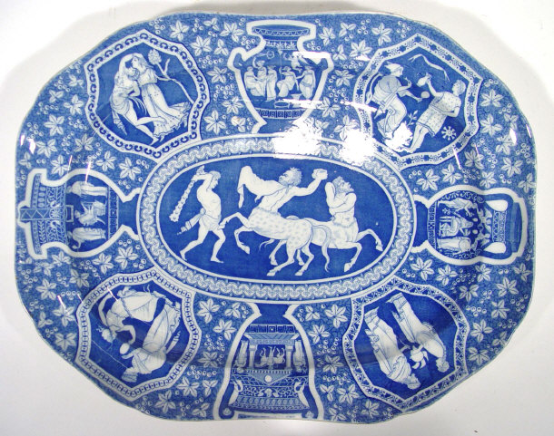 Appraisal: Victorian octagonal pottery meat plate transfer printed with Grecian figures