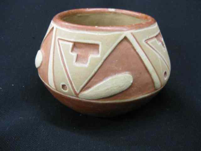 Appraisal: Native American Pueblo Pottery Jar carved decoration artist signed ''