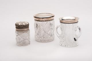 Appraisal: Three American Silver Top Cut Glass Vessels THREE AMERICAN SILVER