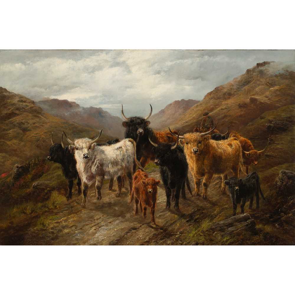 Appraisal: ROBERT WATSON BRITISH - HIGHLAND CATTLE IN A MOUNTAIN PASS