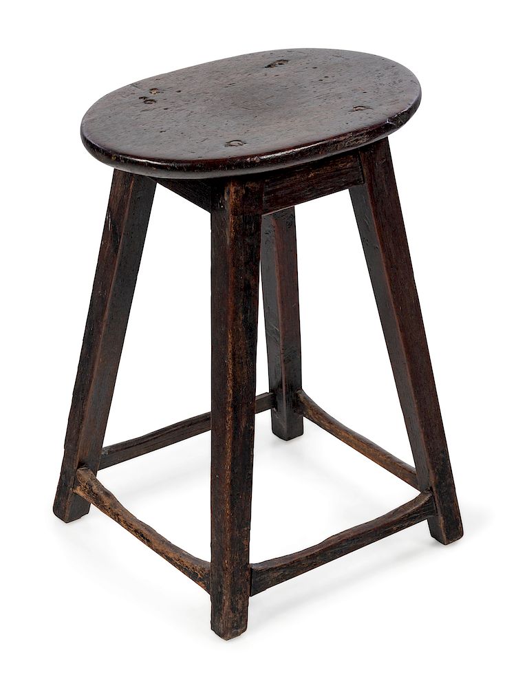 Appraisal: A Primitive Oak Stool Height x width x depth inches