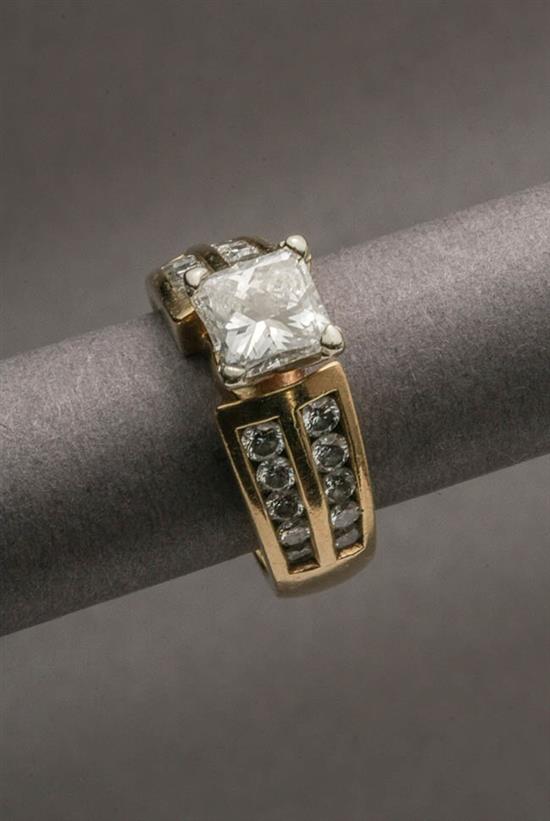 Appraisal: -Karat White-Gold Solitaire Diamond Ring Set with one princess-cut diamond