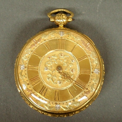 Appraisal: - English k gold key wind pocket watch th c