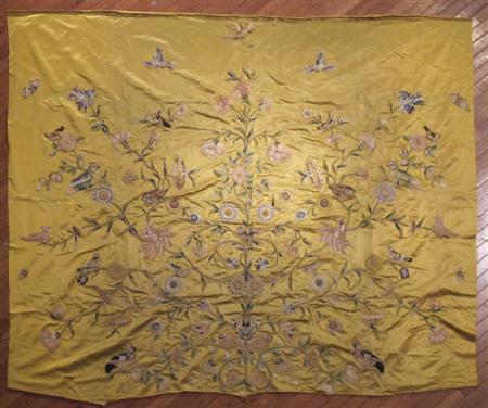 Appraisal: A Victorian embroidered silkwork In the Chinese manner decorated with