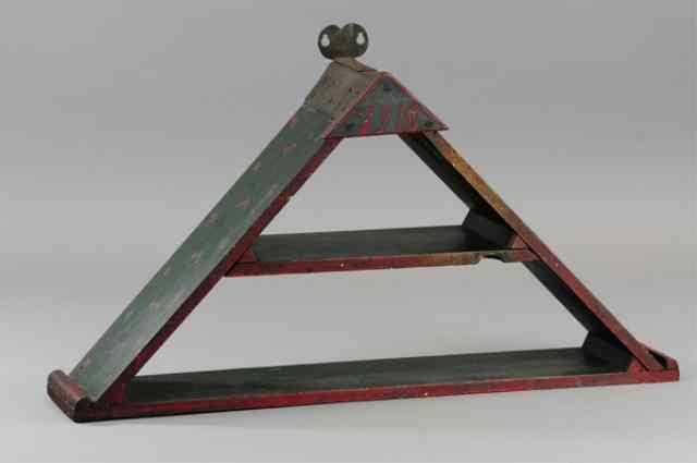 Appraisal: PYRIMIDAL WOOD SHELF Painted in red and green overall two