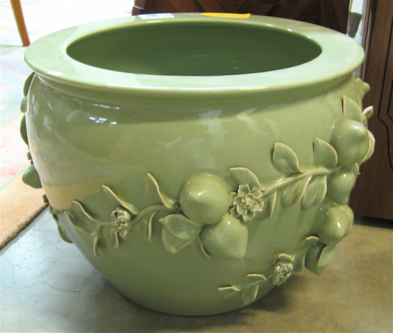 Appraisal: TWO CHINESE CELADON PORCELAIN PLANTERS including a diameter with crackle