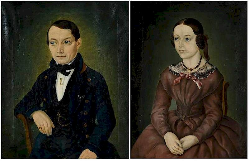 Appraisal: British School Portraits th century A Pair Seated Man and