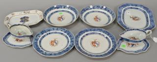 Appraisal: Nine piece group of Armorial export porcelain including two shaped