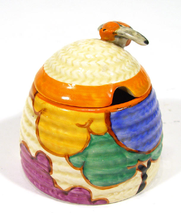 Appraisal: Clarice Cliff Bizarre preserve pot hand painted with Autumn pattern