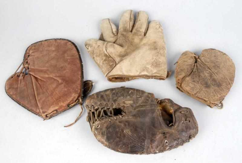 Appraisal: Lot of Vintage Adult Child's Baseball Gloves Pre-war gloves have