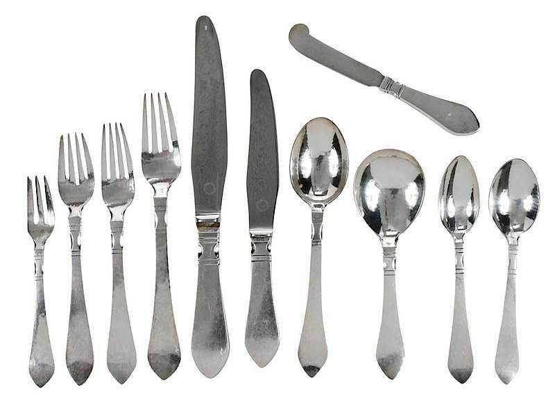 Appraisal: Georg Jensen Continental Flatware Pieces Denmark th century including eight