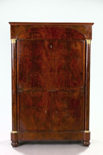 Appraisal: Empire Mahogany Secretaire Abattant mid- th century the rectangular top