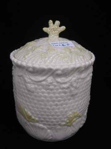 Appraisal: Irish Belleek Porcelain Biscuit Jar aquatic designs '' excellent