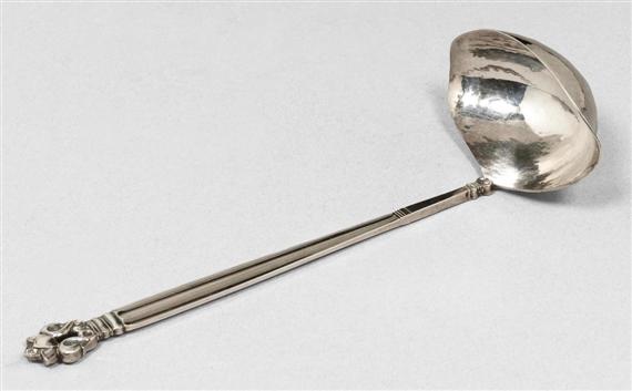 Appraisal: JENSEN GEORG SAUCE LADLE after Silver Acorn pattern Silversmith's mark