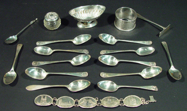 Appraisal: Group of silver items including teaspoons a silver topped cut