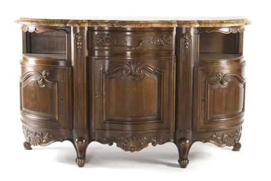 Appraisal: Louis XV Style Provincial Server having serpentine breche marble top