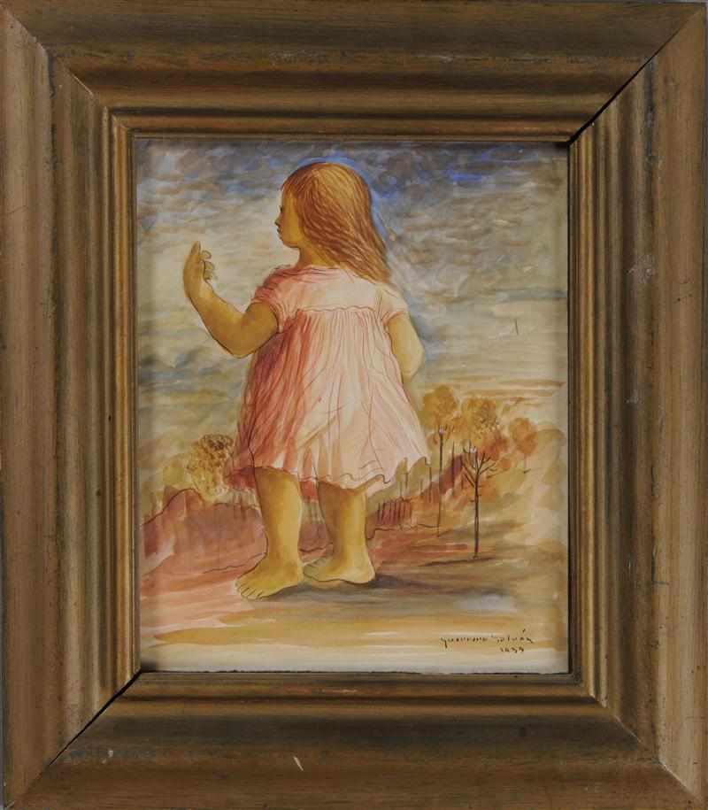 Appraisal: GUERRERO SALV N YOUNG GIRL IN A LANDSCAPE Watercolor on