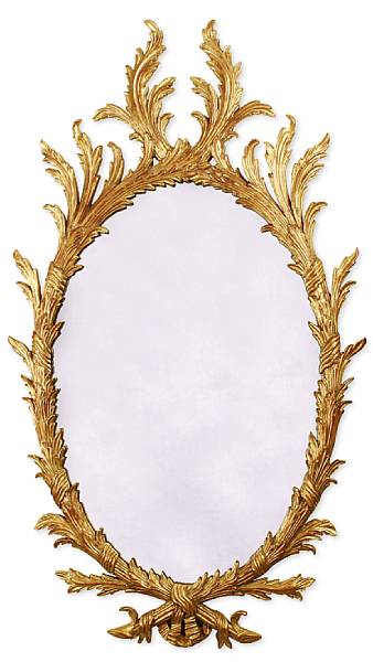 Appraisal: A George III style giltwood oval mirror The oval plate