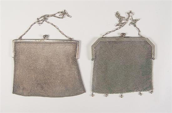 Appraisal: Two German Silver Mesh Purses Circa Mesh on both is