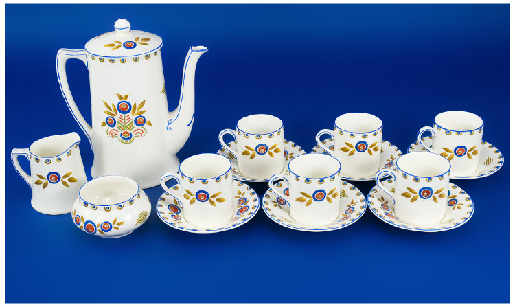 Appraisal: Crown Ducal s Piece Coffee Set Cups and Saucers Coffee