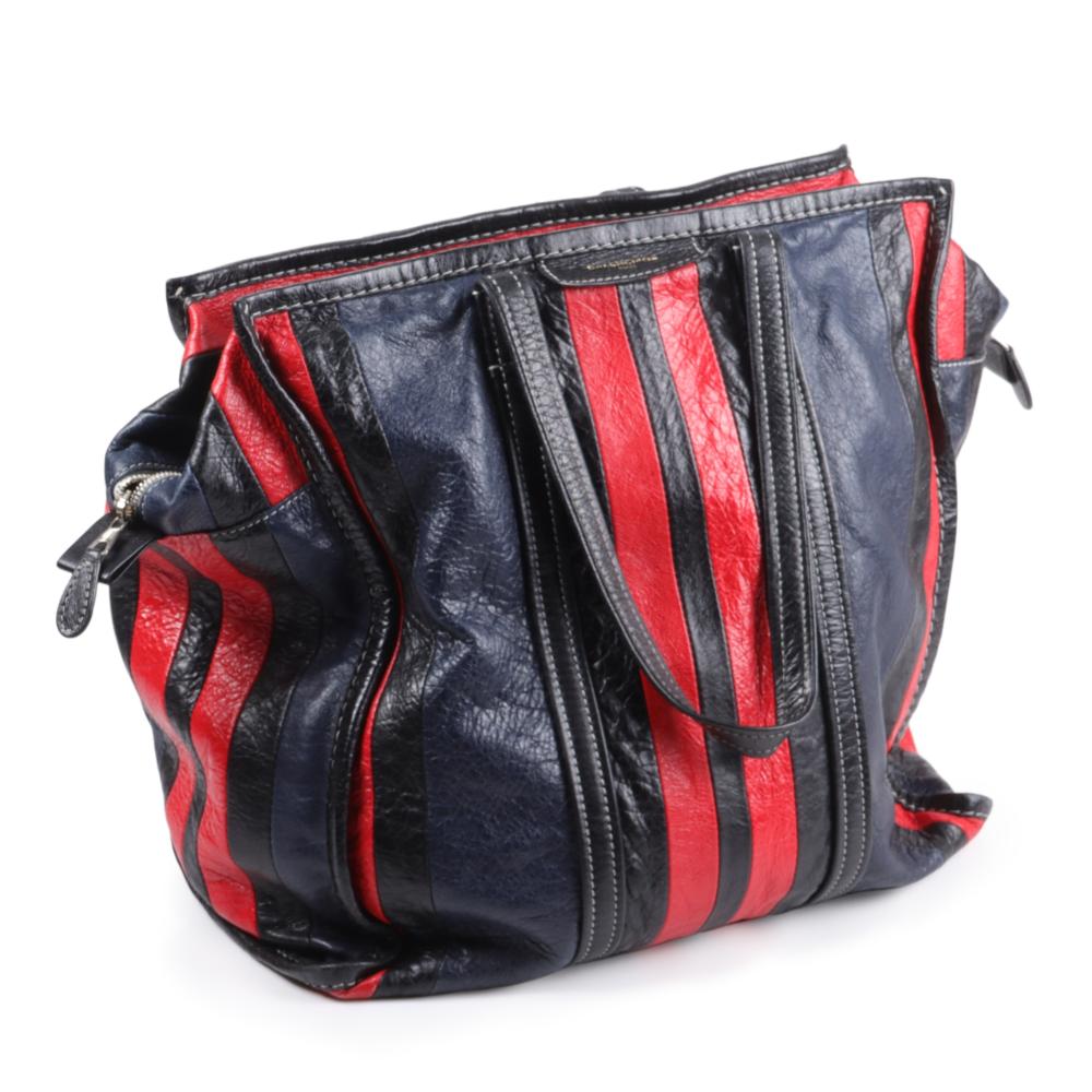 Appraisal: Balenciaga navy black and red leather large shoulder tote bag