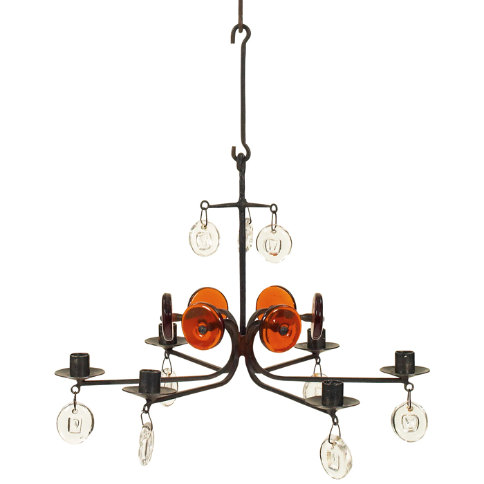 Appraisal: Erik Hoglund chandelier Boda Nova Glassworks Axel Stromberg Ironworks Sweden