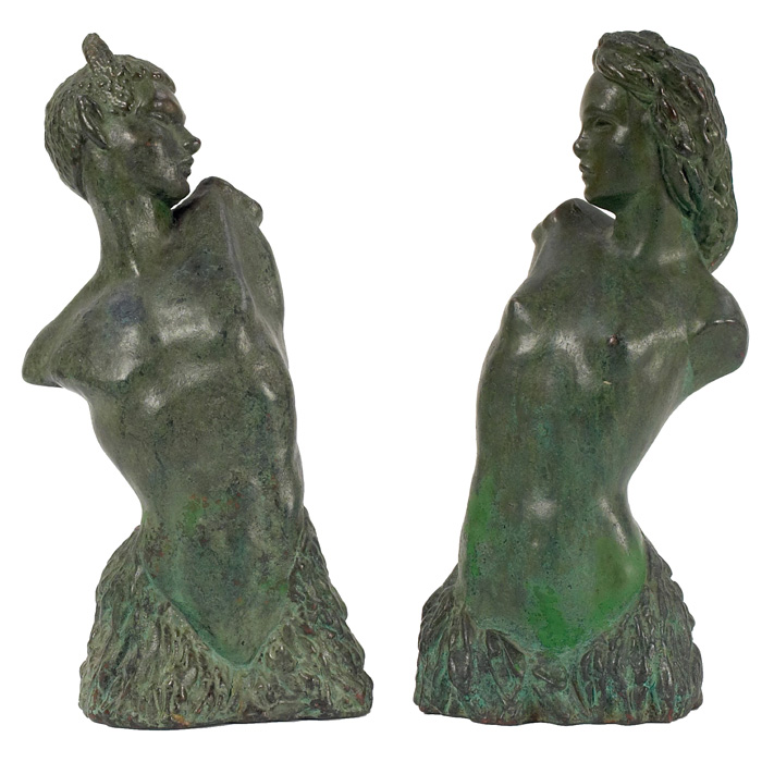 Appraisal: Art Deco sculptures two Mythological figures in cast bronze of