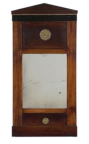 Appraisal: DIMINUTIVE NEOCLASSICAL MIRROR WITH ORMOLU MOUNTS American ca - of