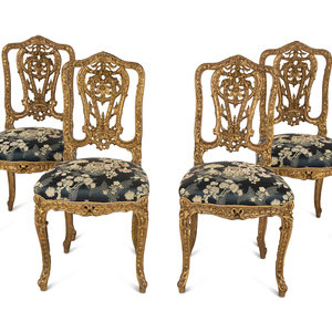 Appraisal: A Set of Four French Rococo Style Carved Gilt Wood