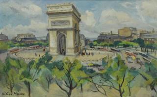 Appraisal: MARRE Helene Oil on Canvas Arc de Triomphe Paris Signed