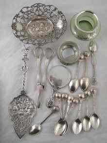 Appraisal: White metal A cast bonbon dish a teaspoon a cloisonne