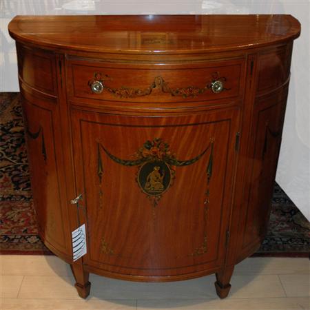 Appraisal: George III Style Satinwood Demilune Cabinet Estimate -