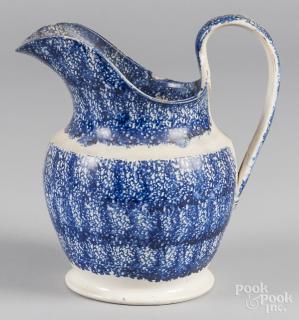 Appraisal: Blue spatter pitcher '' h