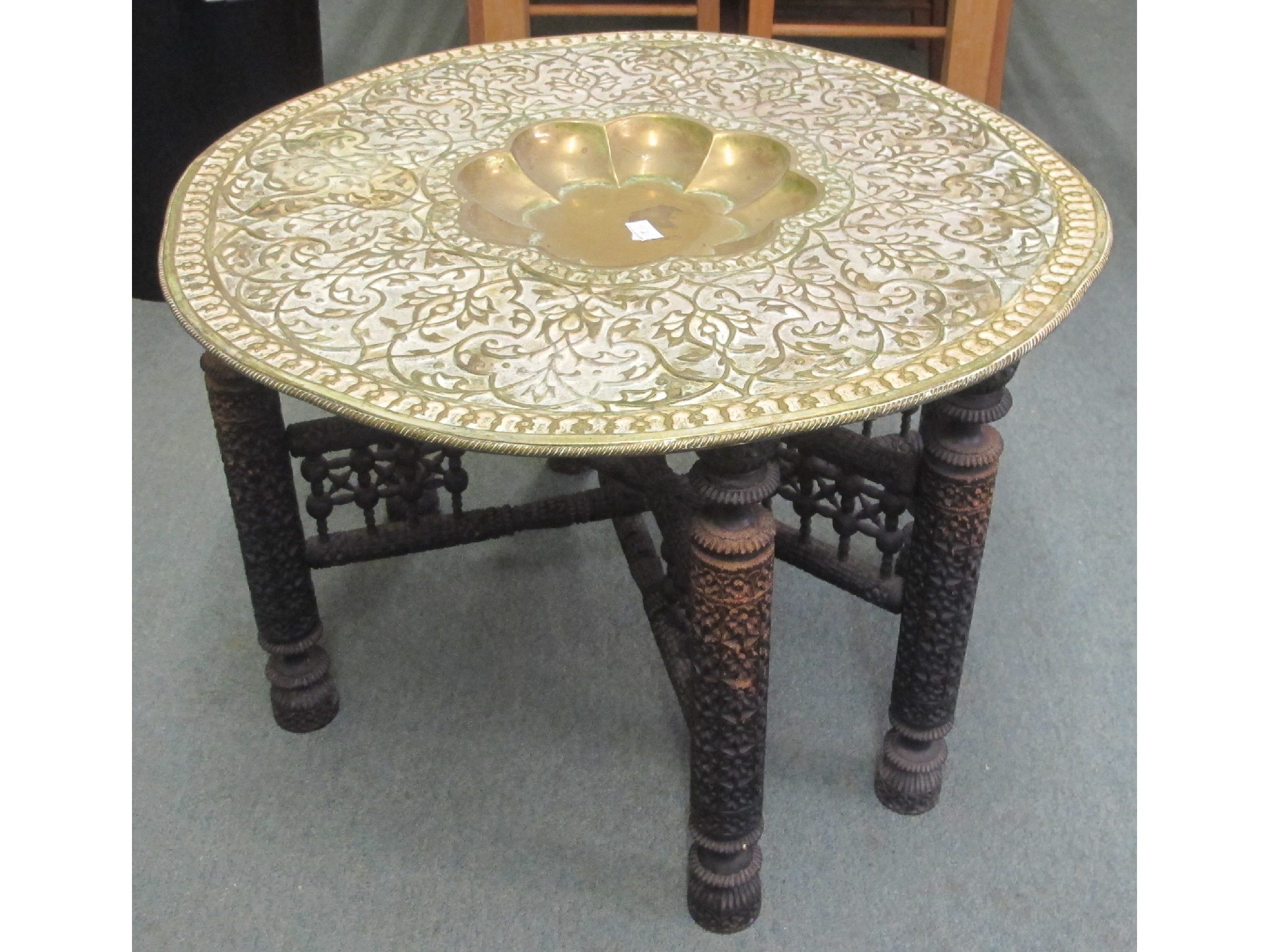 Appraisal: Brass top folding coffee table