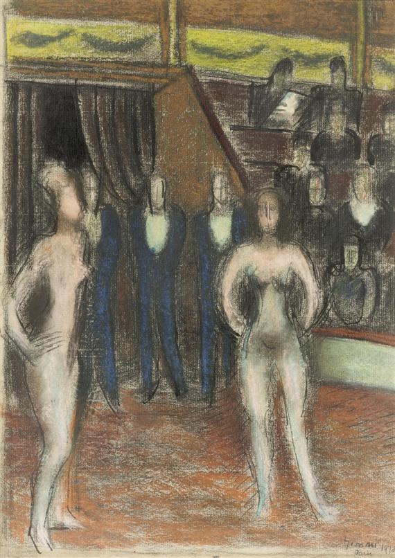 Appraisal: WILHELM GIMMI Zurich - Chexbres Two nudes in circus Pastel