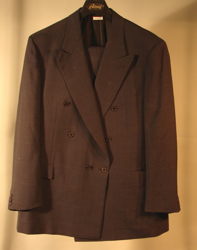 Appraisal: BRIONI Roman Style Size Italian worsted wool double breasted cuffed