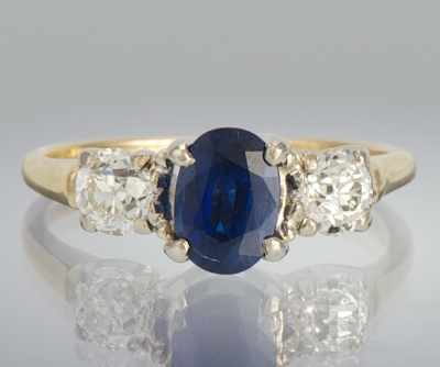 Appraisal: A Ladies' Blue Sapphire and Diamond Ring k white gold