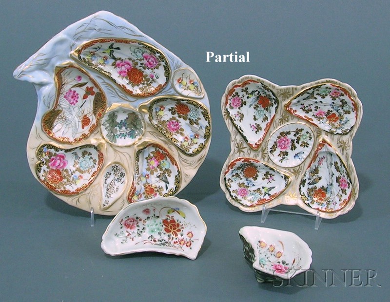 Appraisal: Group of Seventeen Chinese Export Satsuma Porcelain Oyster Dishes early