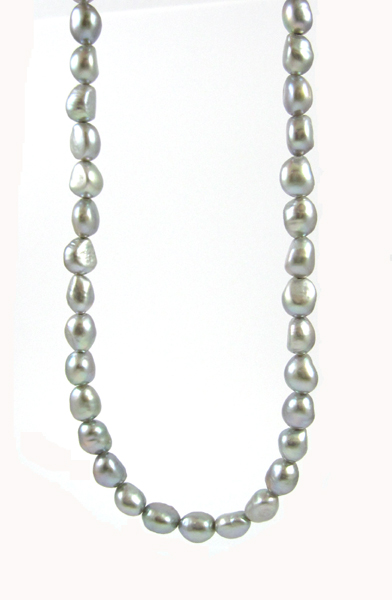 Appraisal: BAROQUE GREY PEARL NECKLACE with an adjustable grey cord strung