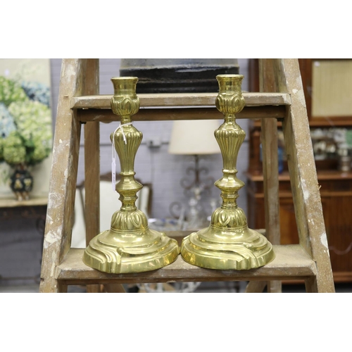 Appraisal: Pair of antique French brass candlesticks each approx cm H