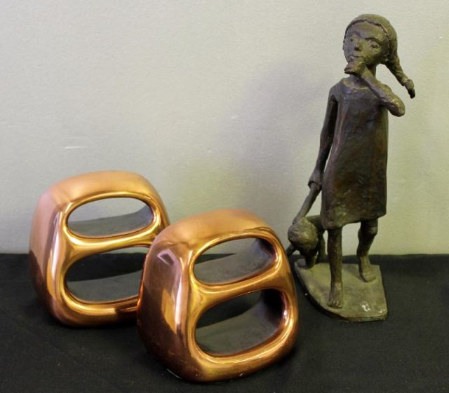 Appraisal: Midcentury Decorative Lot Includes a pair of Ben Siebel copper