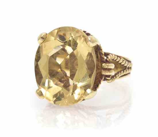 Appraisal: A Karat Yellow Gold and Citrine Knot Motif Ring containing