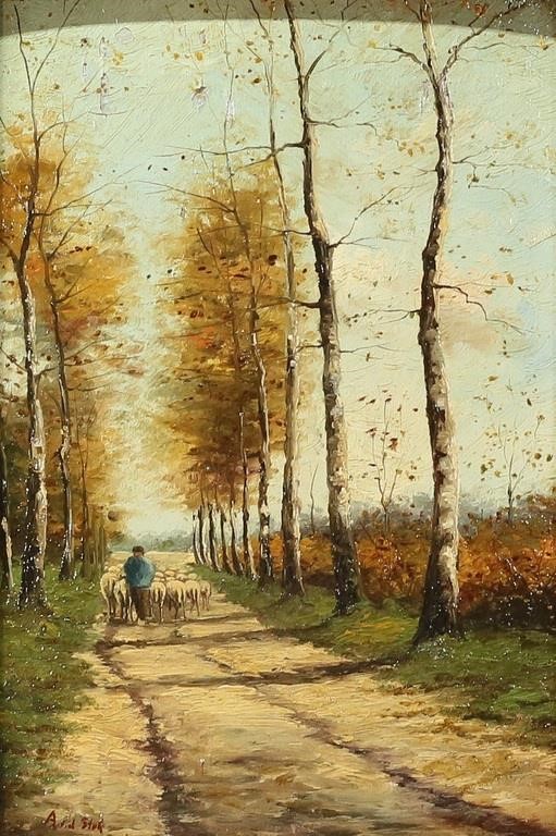 Appraisal: A V D STUCK OIL ON BOARD PATH IN LANDSCAPEOil