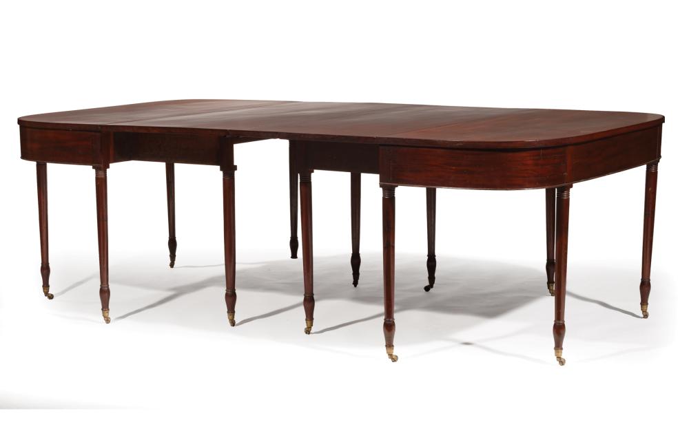 Appraisal: American Late Federal Carved Mahogany Two-Part Dining Table early th